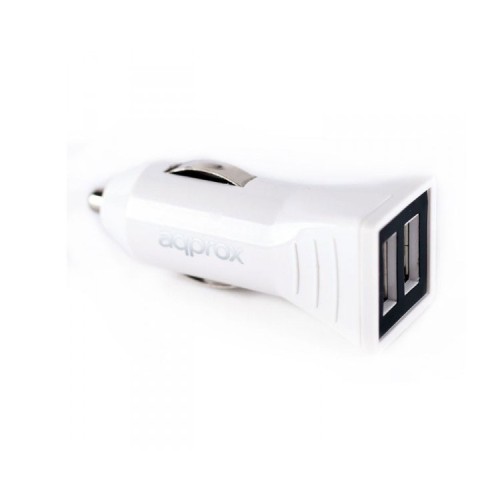 Approx Dual USB Car Charger 3.1A in White