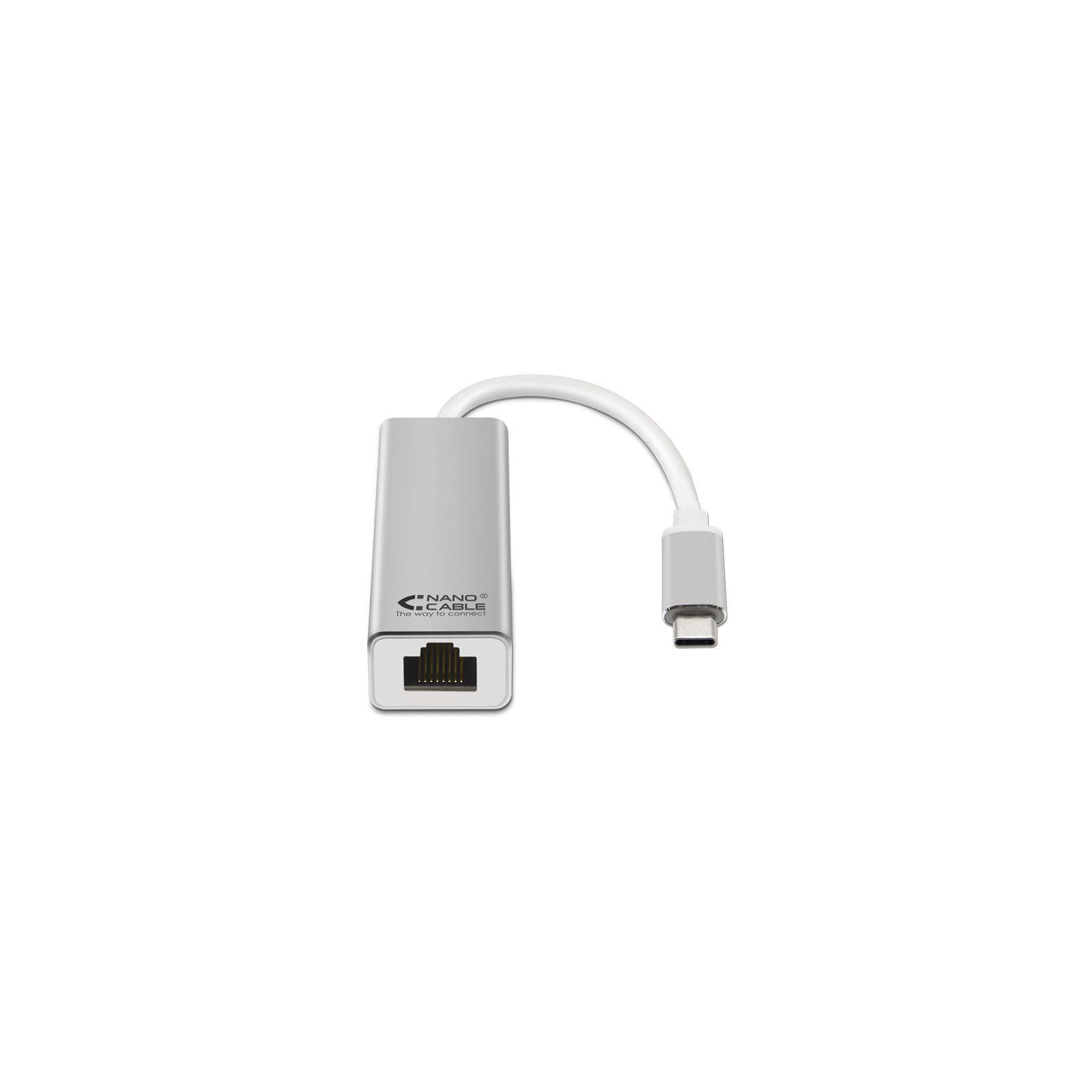 Conversor Usb-c A Ethernet 10/100/1000 Mbps 15 Cm Plata Nanocable