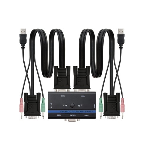 KVM Switch VGA USB 1U-2PC + Cable Nanocable