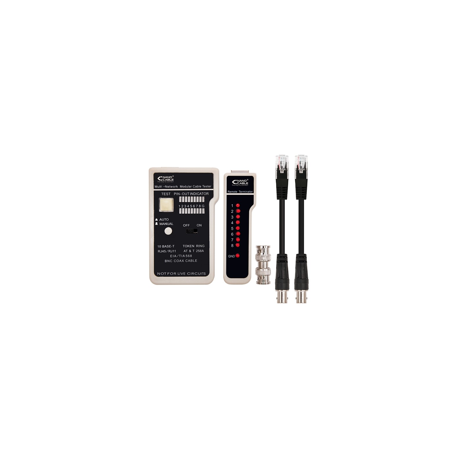 Nanocable RJ11/RJ12/RJ45/Coaxial Cable Tester