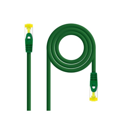 Cable de Red Latiguillo RJ45 S/FTP Cat6a AWG26 0.30 M Verde Nanocable