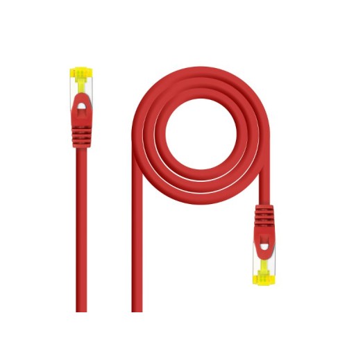 Cable de Red Latiguillo RJ45 S/FTP Cat6A AWG26 0.30m Rojo Nanocable