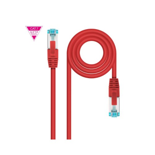 Cable De Red Latiguillo 600mhz Lszh Sftp Pimf Cat7 Awg26 0.30 M Rojo Nanoca