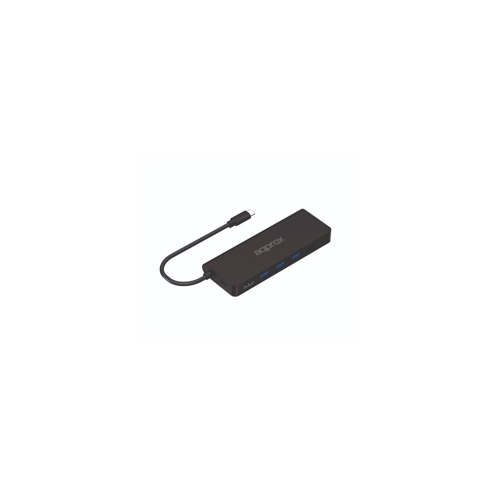 Hub 8 Puertos USB Type-C Negro Approx con HDMI y Lector de Tarjetas