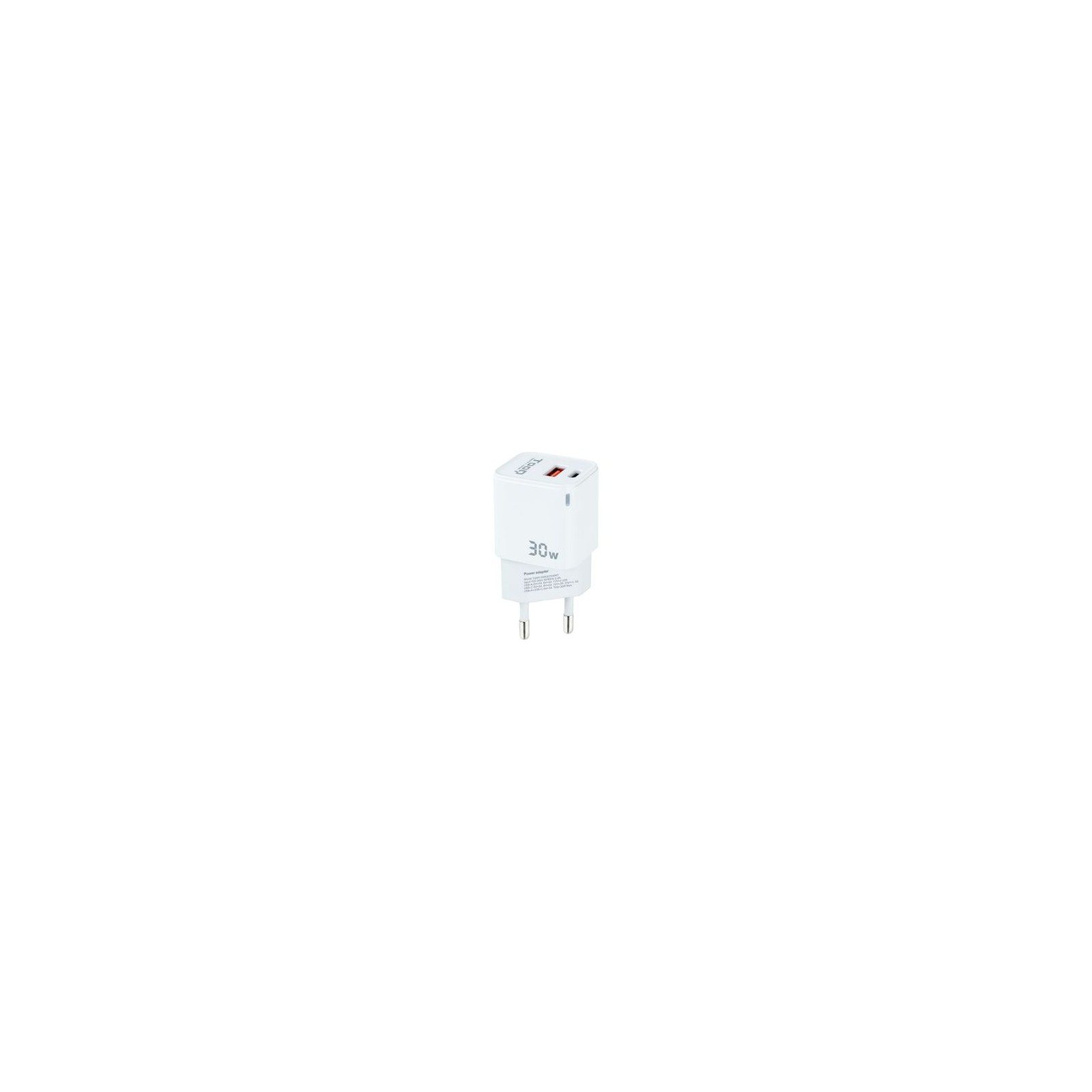 30W GaN USB-C/PD + USB-A/QC Wall Charger White Tooq