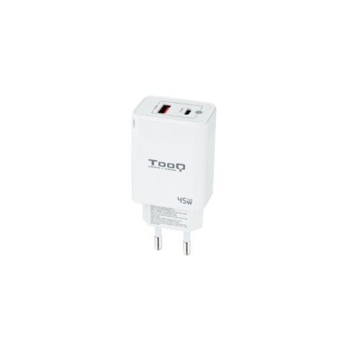 Cargador de Pared/Viaje Tooq 45W USB-C/PD + USB-A/QC Blanco