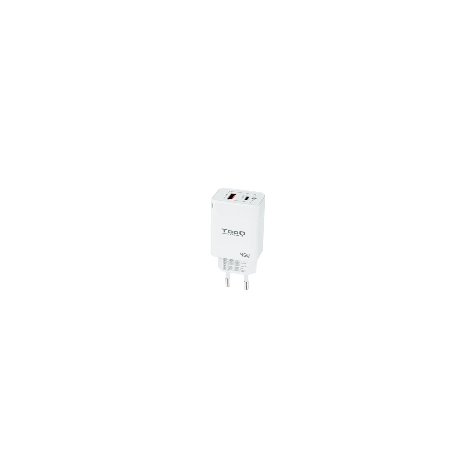 Cargador de Pared/Viaje Tooq 45W USB-C/PD + USB-A/QC Blanco