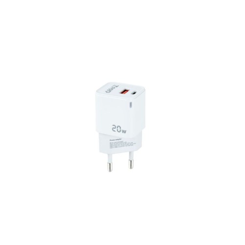 Wall/Travel USB-C/PD + USB-A/QC 20W Charger White Tooq