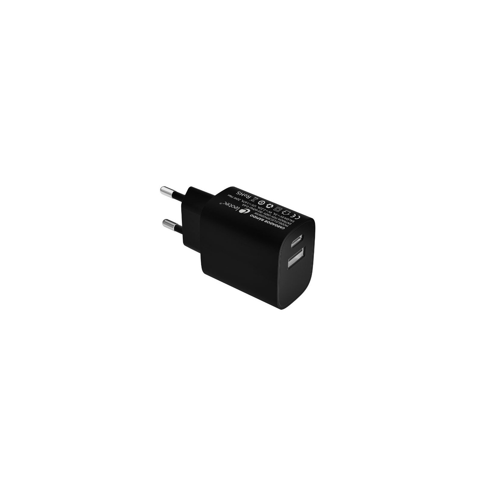 Cargador Pared/Viaje USB-C/PD + USB-A 20W Negro Leotec