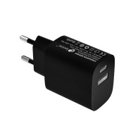 Cargador Pared/Viaje USB-C/PD + USB-A 20W Negro Leotec