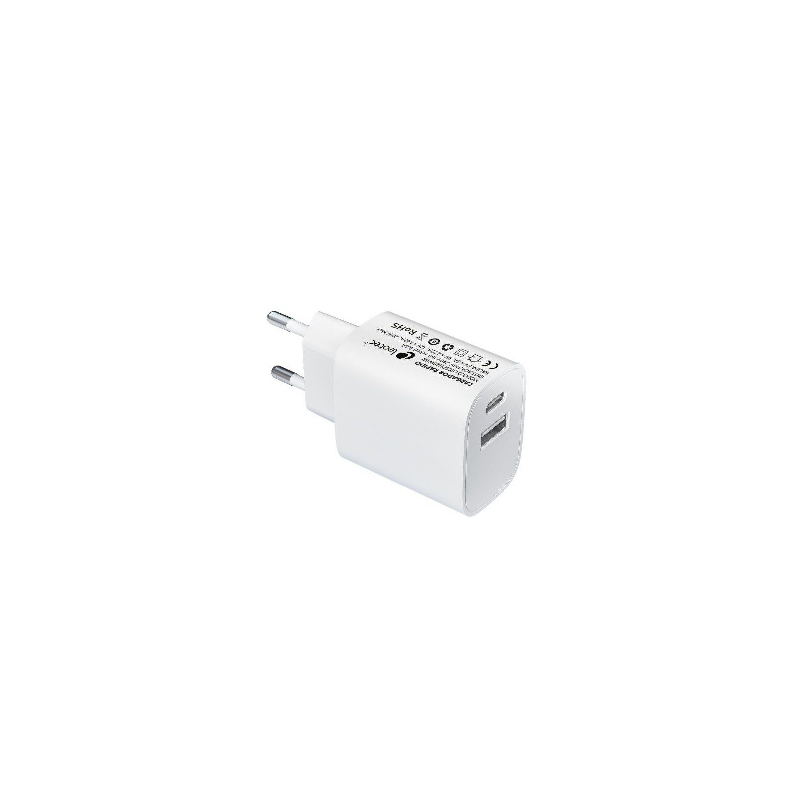 Cargador de Pared/Viaje USB-C/PD + USB-A 20W Blanco Leotec