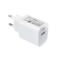 Cargador de Pared/Viaje USB-C/PD + USB-A 20W Blanco Leotec