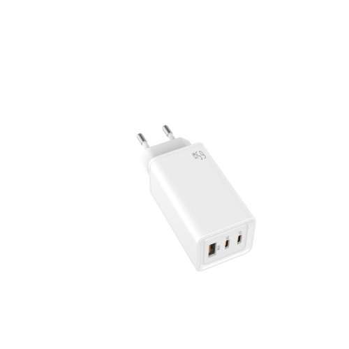 Cargador GaN Leotec con 2xUSB-C y USB-A 65W Blanco