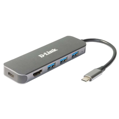 Estación de Acoplamiento D-link USB-C 5 en 1 con HDMI y Suministro de Energía