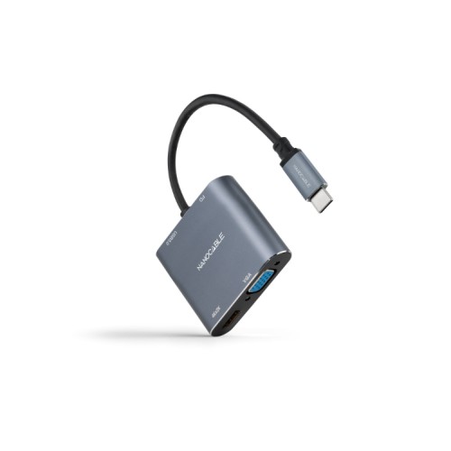 Conversor USB-C a HDMI/VGA/USB 3.0/PD 15cm Nanocable