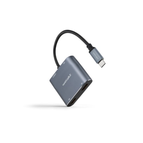 Conversor USB-C a 2xHDMI/USB 2.0/PD 15cm Nanocable