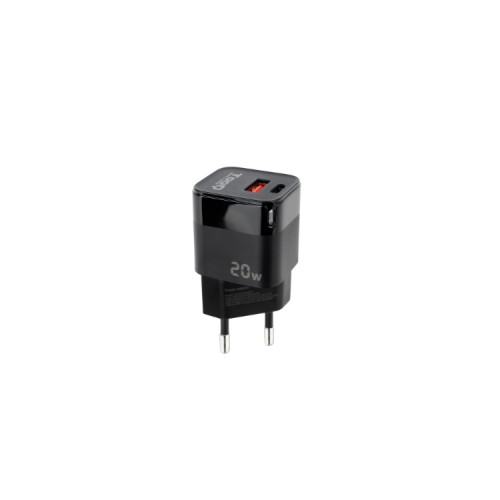 Cargador Pared USB-C/PD + USB-A/QC 20W Negro Tooq