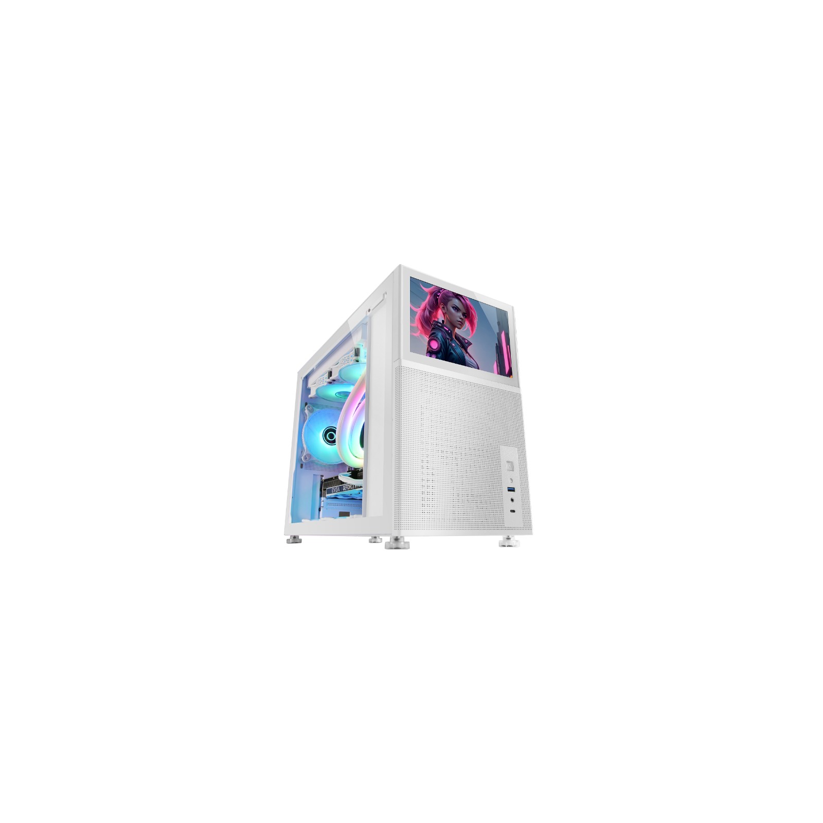 Mars Gaming MC-LCD MicroATX Mini Tower Case White