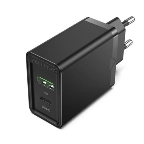 Cargador de Pared Vention 20W USB-C/PD USB-A/QC para Carga Rápida