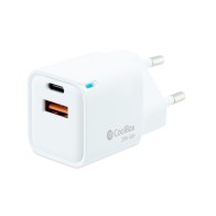 Cargador Pared/viaje 3.0 Gan Usb-c/pd + Usb-a 20w Blanco Coolbox