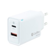 Cargador Pared/Viaje 3.0 GaN USB-C/PD + USB-A 45W Blanco Coolbox