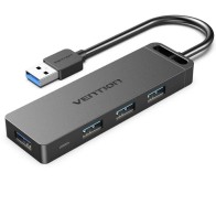 Concentrador USB 3.0 VENTION 4 Puertos Soporte Micro USB Gris