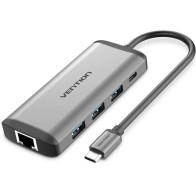 Docking Station 8 Puertos USB-C HDMI USB 3.0 Gris