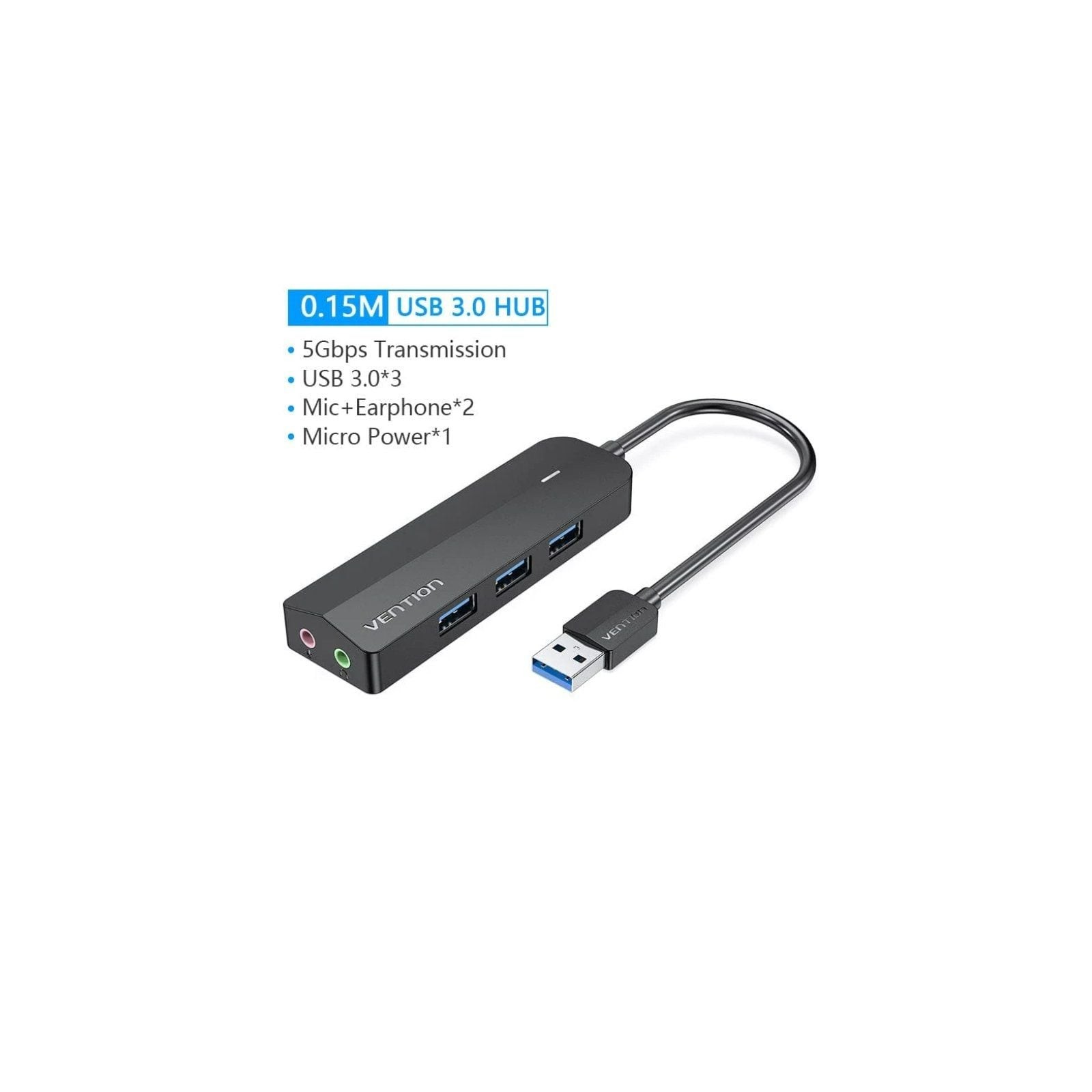 Vention 4-Port USB 3.0 Hub with Micro USB PD Grey