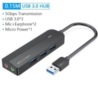 Vention 4-Port USB 3.0 Hub with Micro USB PD Grey