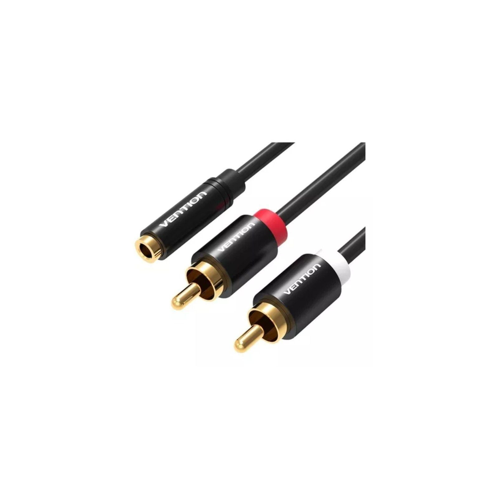 Cable Audio Estereo Jack 3.5/h 2xrca/m 1 M Negro Vention