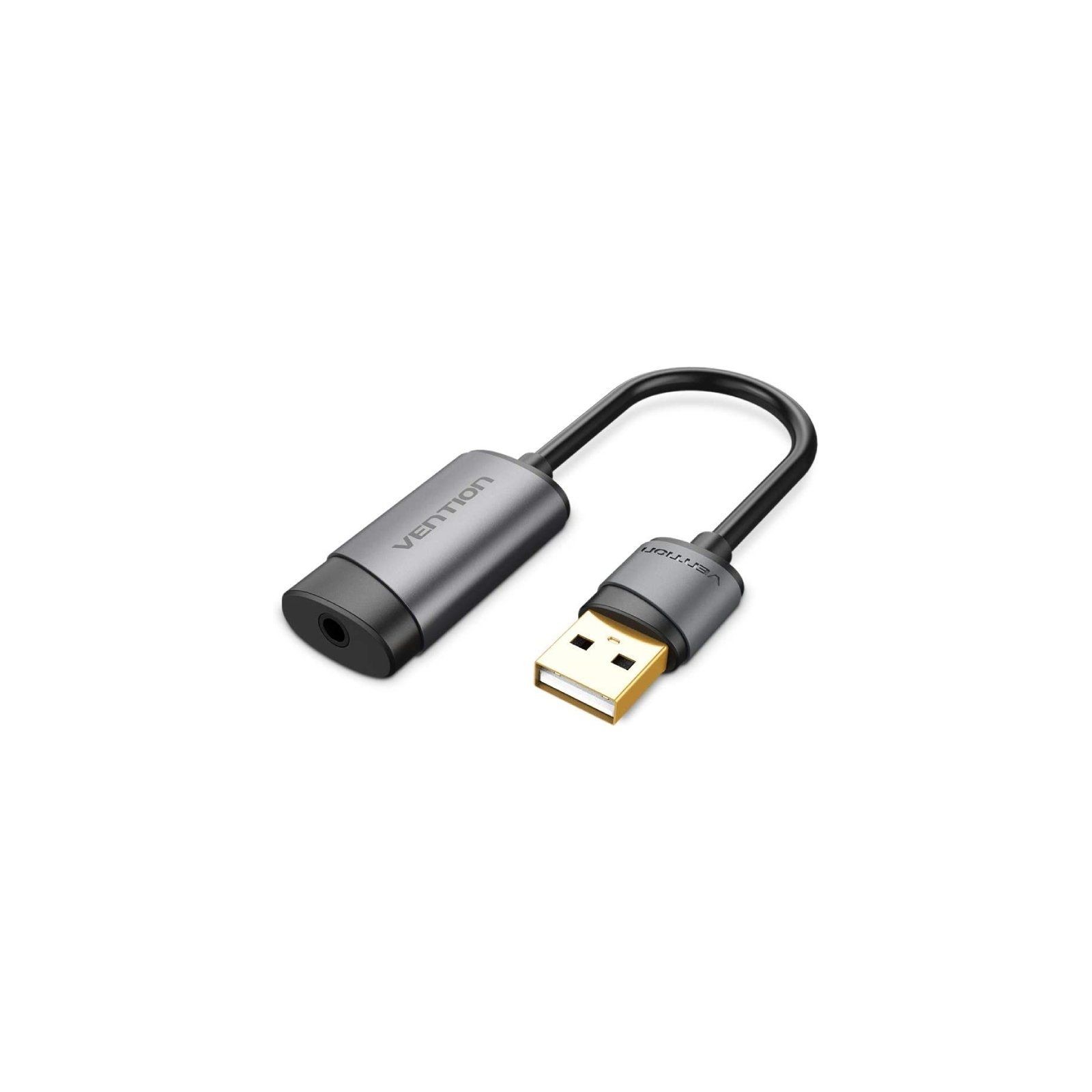 USB Sound Card Adapter Male to 3.5mm Female Black Vention