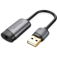 Adaptador de Tarjeta de Sonido USB Macho a Jack 3.5 hembra Negro Vention