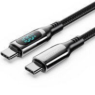 Cable USB-C M/M Pantalla LED 1.2m Negro Vention