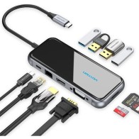 Estación de Acoplamiento USB-C 10 Puertos con VGA HDMI y Ethernet