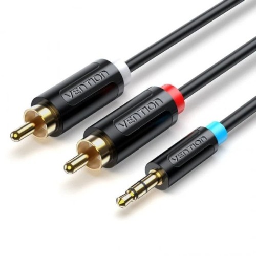 Stereo Audio Cable 3.5mm Male to 2 RCA Male 2m Black