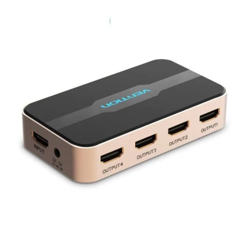 4xHDMI H-DC Power Port Black Gold Vention