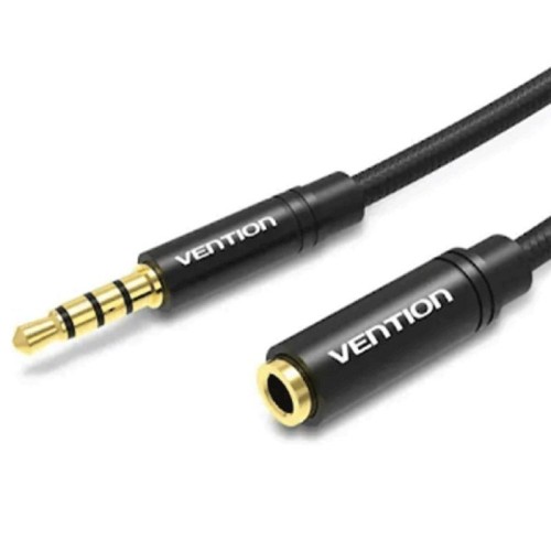 Cable de Audio Estéreo Vention 3.5mm Macho a Hembra 1.5m Negro