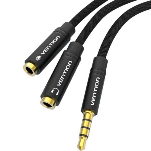 Cable Audio Estéreo Jack 3.5/m 2xjack 2.5/h 0.3 M Negro Vention