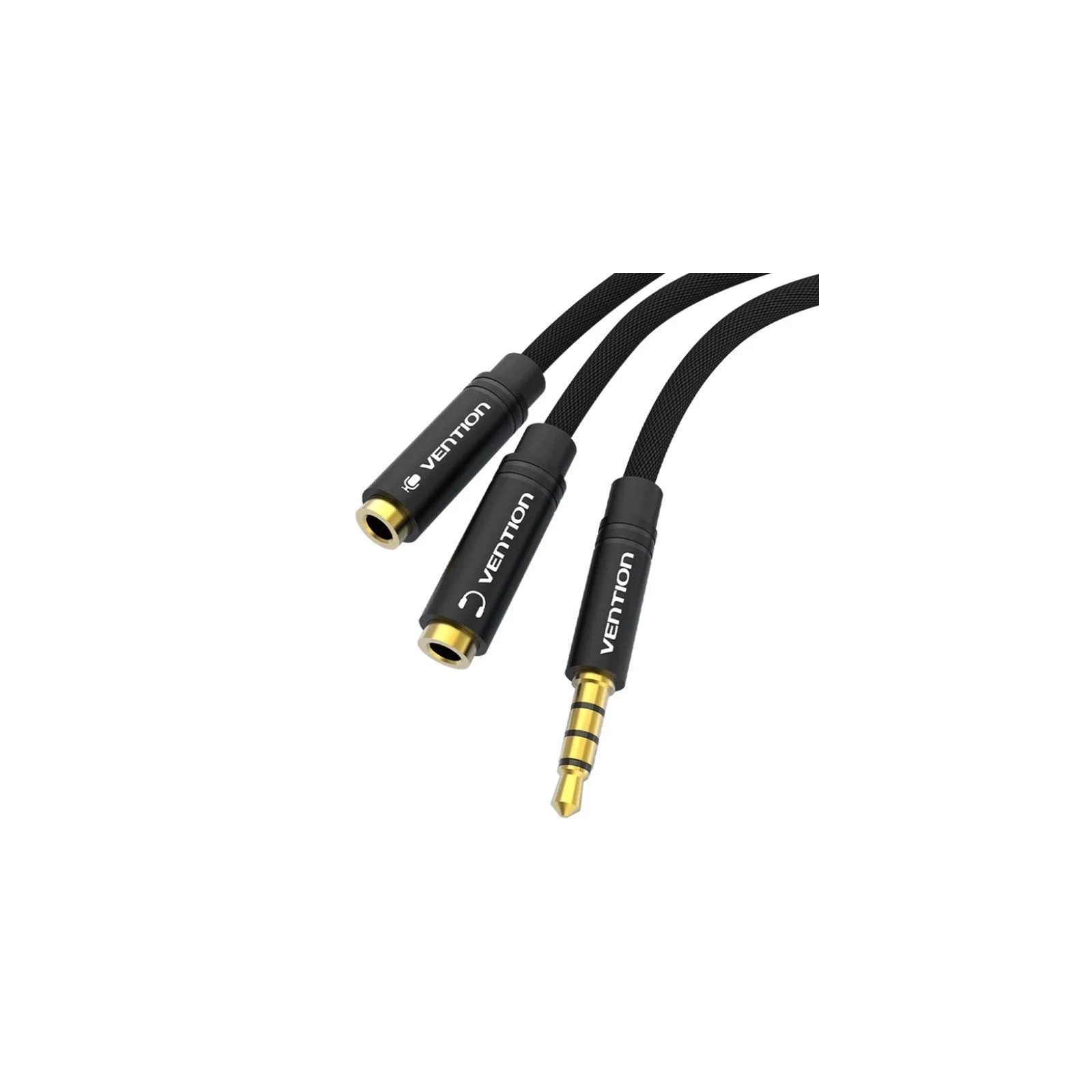 Cable Audio Estéreo Jack 3.5/m 2xjack 2.5/h 0.3 M Negro Vention