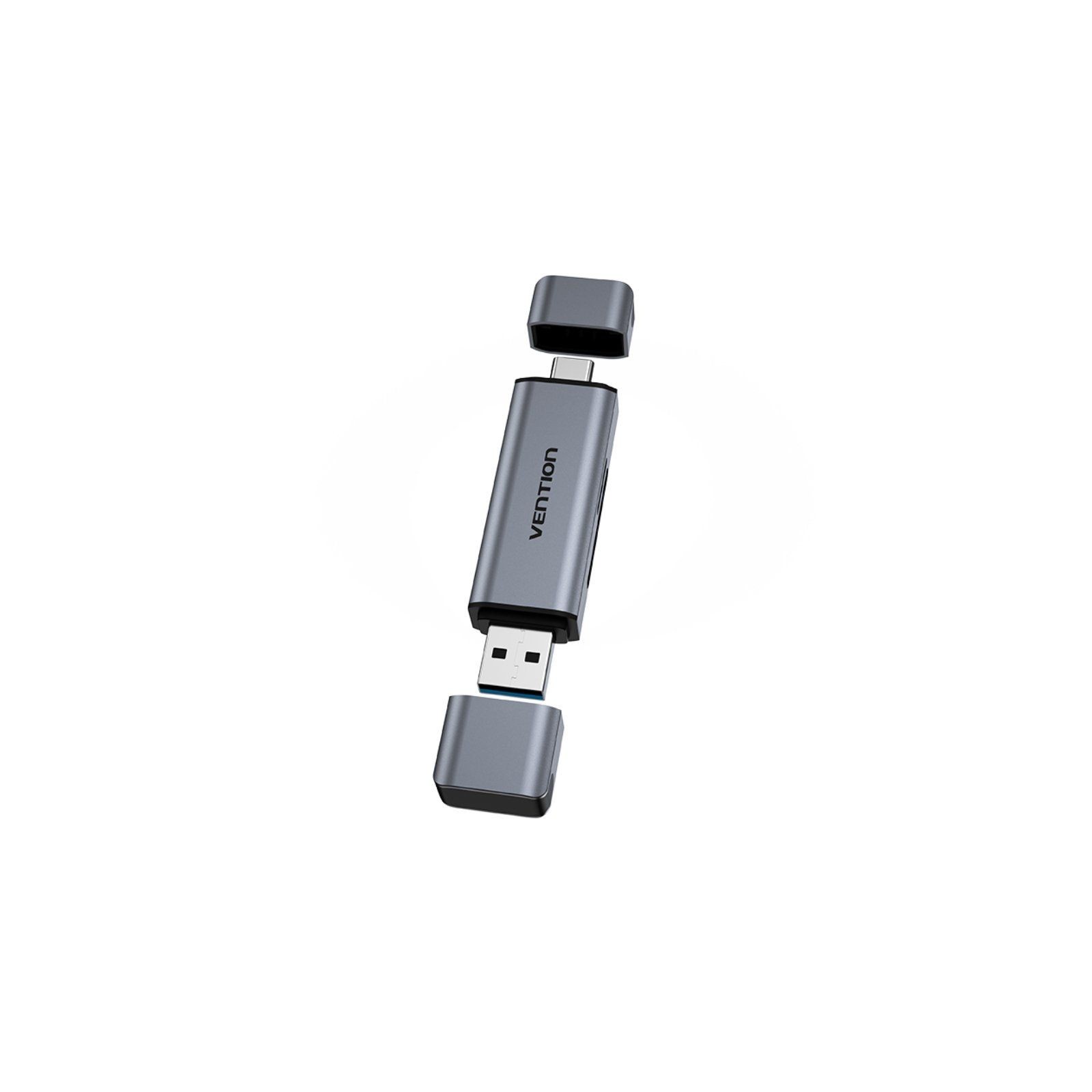 Lector Tarjetas Externo USB-A USB-C 3.0 Vention Gris