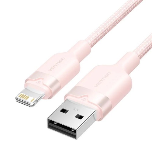 Pink Braided USB A to Lightning Cable 1M Vention