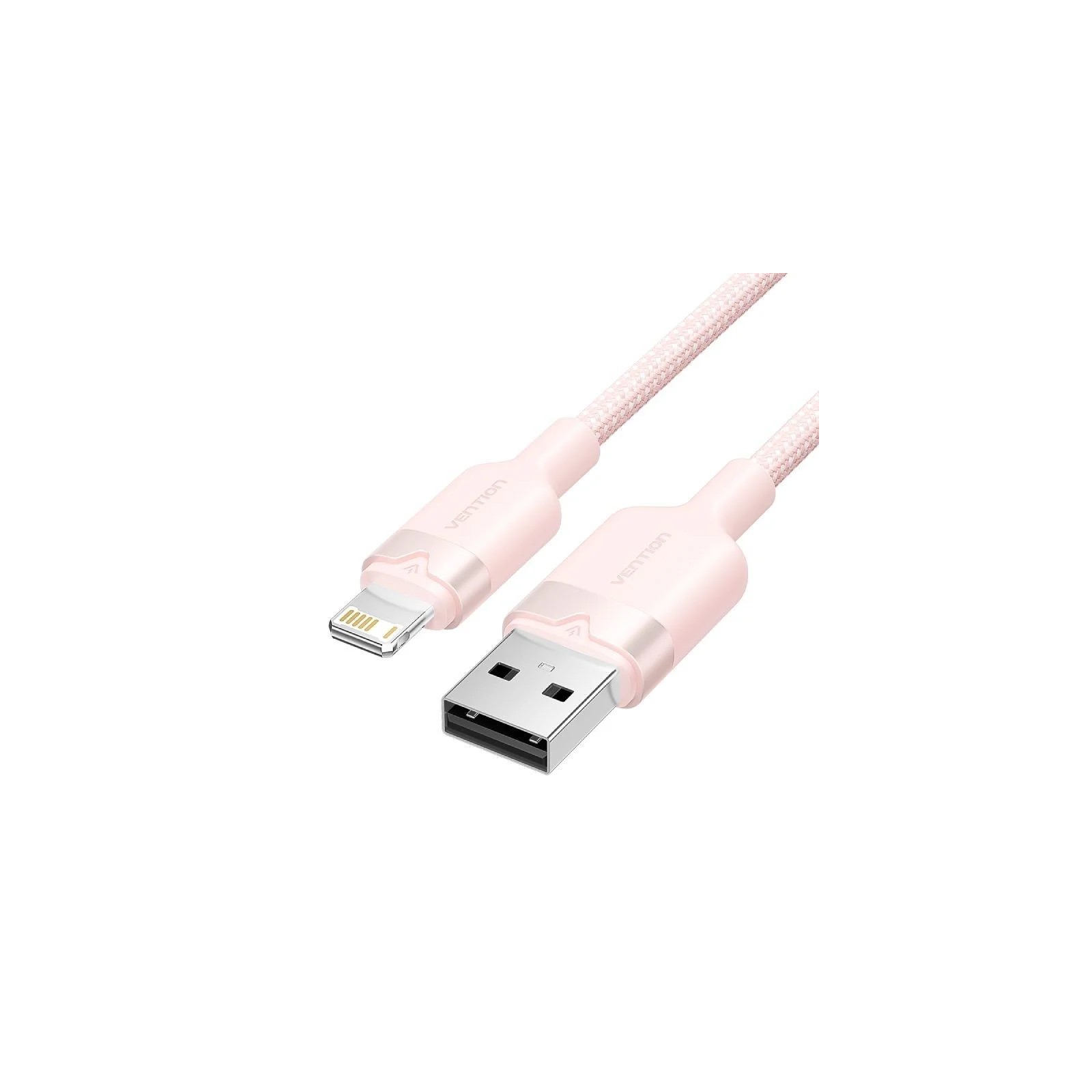 Pink Braided USB A to Lightning Cable 1M Vention