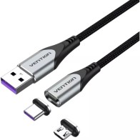 Magnetic USB-A Cable with MicroUSB USB-C