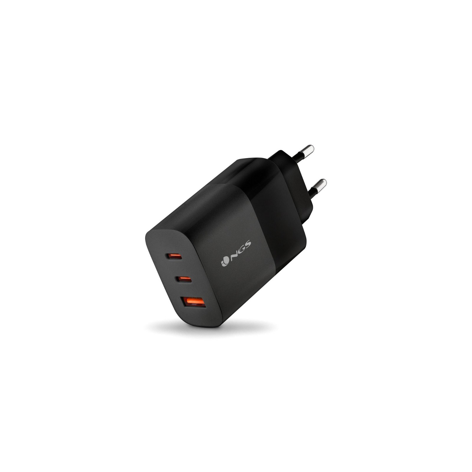 Cargador Pared Gan2 2xusb-c + Usb-a 65w Negro Ngs