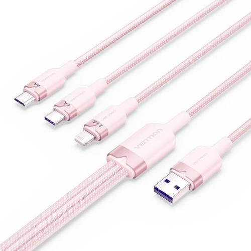 Vention USB 2.0 3-in-1 Cable 1.5M Pink