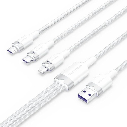 Cable USB 2.0 3 en 1 de Vention A a USB-C MicroUSB Lightning