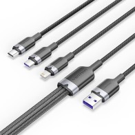 Cable USB 2.0 A USB-C + MicroUSB/M + Lightning 1.5 M Negro Vention