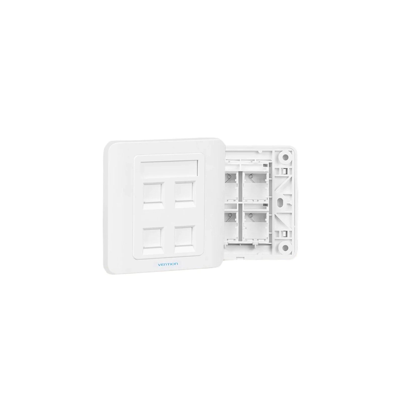 Placa de Pared Tipo 86 4 Puertos RJ45 Blanco Vention