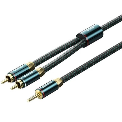 Cable de Audio Estéreo 2xRCA/M Jack 3.5/M 1M Verde/Negro Vention