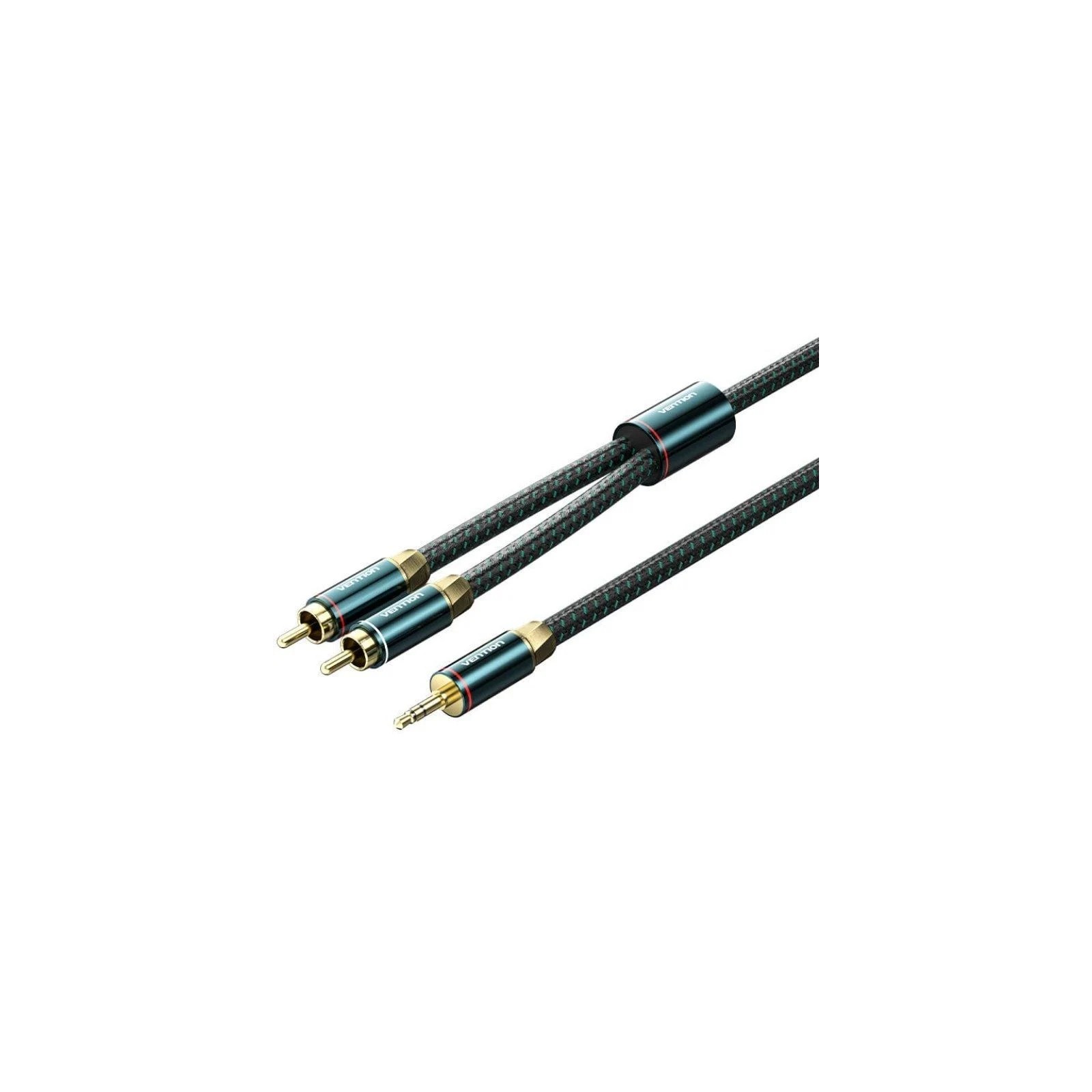 Cable de Audio Estéreo 2xRCA/M Jack 3.5/M 1M Verde/Negro Vention